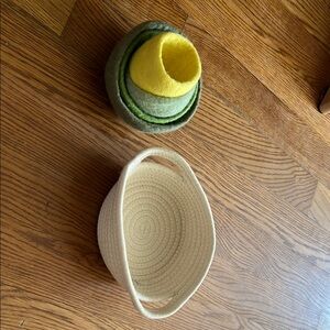 Lovevery - Handcrafted Felt Nesting Baskets - Cream, Green, Yellow